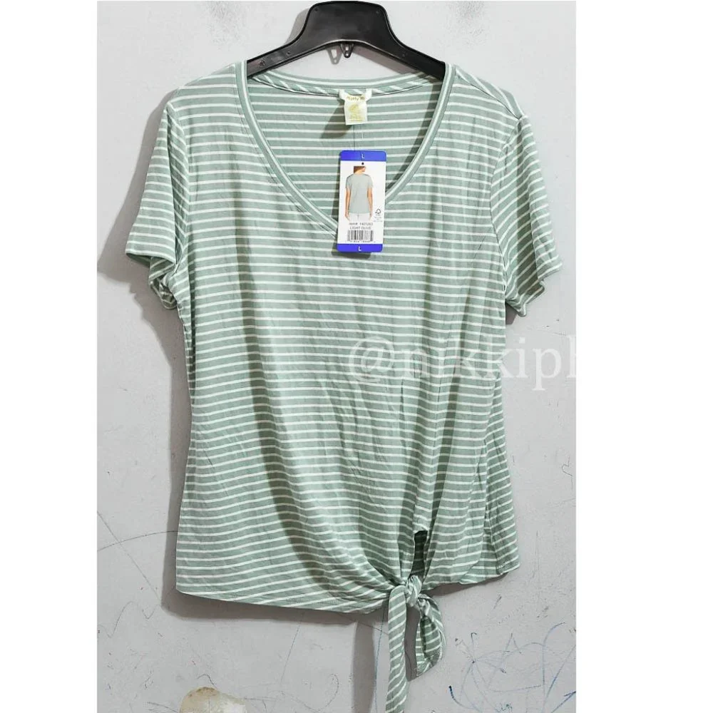 Matty Ladies' V-Neck Tee Shirt Top Short Sleeve Lightweight - Picture 2 of 5